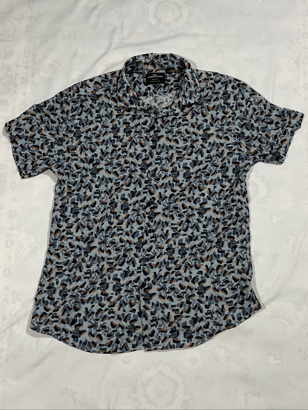 Rodd‎ & Gunn Short-Sleeve Button-Down Shirt in Blue and Brown Print